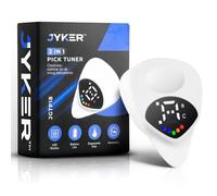 Jyker USA - Púa de afinador de guitarra digital 2 en 1, pantalla LED, púa de 0,6 mm, 12 temperamentos iguales, afinación de precisión para guitarras eléctricas y acústicas, bajo, ukelele, violín, bajo