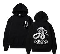 JYKJUEDZ Sudadera con Capucha de la Banda de Rock Deftones con Estampado de Serpiente y música privada para Hombre y Mujer Informal de algodón Polar Estilo Vintage de Gran tamaño.