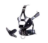 JYLYZZIN Bondage de cuero con consolador de silicona extraíble, mordaza para la boca, arnés para la cabeza ajustable, restricciones para esclavos fetichistas para hombres, mujeres, sexo en pareja