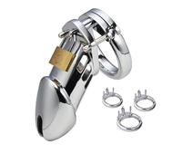 JYLYZZIN Dispositivo de castidad masculina de metal Jaula para pene Anillo para pene Jaula de castidad BDSM Bondage Bloqueo para pene Jaula para pene Dispositivo de abstinencia