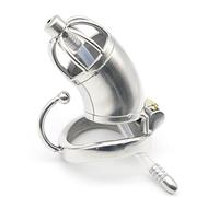 JYLYZZIN Dispositivo de jaula de castidad masculina de acero inoxidable Cinturón Tubo uretral Bondage Jaula Longitud 58 mm con 3 anillos de tamaño