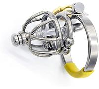 JYLYZZIN Jaula de castidad de acero inoxidable Diseño de ventilación Cinturón de castidad con jaula para pene con dilatador uretral y candado Sm Torture Bondage Cock Ring Fetiche