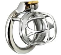 JYLYZZIN Jaula de Castidad de Acero Inoxidable para Hombres, Jaula Corta para Pene con Diseño 3D, Bondage Extremo BDSM, Ideal para Viajes de Abstinencia, Juguete Sexual