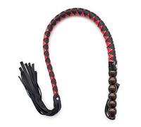JYLYZZIN Látigo de cuero trenzado con mango de bola, látigo para montar, látigo para coquetear, juguete sexual SM para baile de máscaras, fiesta, cosplay, carnaval, disfraces