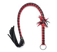 JYLYZZIN Látigo de cuero trenzado Queen Látigo de cuero con anillo de metal, juguete sexual esclavo SM Cosplay accesorios de disfraz de Halloween