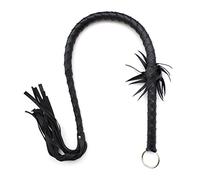 JYLYZZIN Látigo de cuero trenzado Queen Látigo de cuero con anillo de metal, juguete sexual esclavo SM Cosplay accesorios de disfraz de Halloween