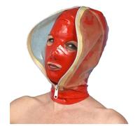 JYLYZZIN Máscara de Bondage Doble para Cara con Cremallera SM Fetiche Sexual Máscara de Látex Cosplay Máscara de Halloween Máscara de Látex para el Cuerpo Máscara de Cabeza