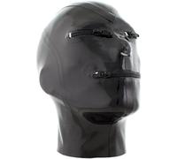 JYLYZZIN Máscara de látex con cremallera completamente cerrada, tocado de bondage para hombres, juguete sexual de bondage fetiche, tocado de fiesta de Halloween