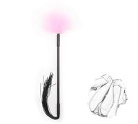 JYLYZZIN Pluma de lujo cosquillas pluma real con borla de silicona SM látigo erótico bondage azotes paleta amor pluma clítoris cosecha coqueteo cosquillas cama erótica restricciones,Negro + Rosa