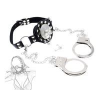JYLYZZIN SM Mordaza bucal con tapón Bondage Esposas Esposas de metal Conjunto de restricciones BDSM Mordaza bucal Restricciones de mano Juegos de esclavitud Restricción en la cama Fetiche