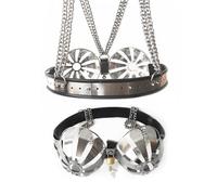 JYLYZZIN Sujetador de castidad de pecho de metal de acero inoxidable para esclavitud extrema y restricción de ropa interior - BDSM Tortura Fetiche Esclavo Juego de rol para mujeres, Plata, Copa A/D