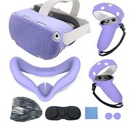 JYMEGOVR for Oculus Quest 2 Controller Silicone Cover, Protective Case Set Accessories for Meta VR, Multi Colors Soft Shell Skin (Purple)