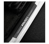 JYMLOV 4 Pcs Protectores para Decoración Estribos para Chev-rolet Aveo 2004-2021, Emblema Logo Fibra Carbono Cuero Umbral Puerta de Coche Accesorios Carrocería,Black