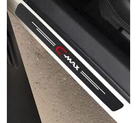 JYMLOV 4 Piezas Molduras de Umbral de Puerta Coche para Fo-rd Cmax C-MAX Accesorios Tuning Automóviles, Pegatinas de Protector Decoración Estribos de Fibra de Carbono,Black