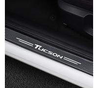 JYMLOV 4 Piezas Molduras de Umbral de Puerta Coche para Hyun-dai Tucson Accesorios Tuning Automóviles, Pegatinas de Protector Decoración Estribos de Fibra de Carbono,White