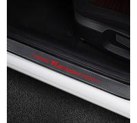 JYMLOV 4 Piezas Molduras de Umbral de Puerta Coche para Hyun-dai Tucson Accesorios Tuning Automóviles, Pegatinas de Protector Decoración Estribos de Fibra de Carbono,Red