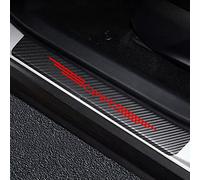 JYMLOV 4 Piezas Molduras de Umbral de Puerta Coche para K-IA Ceed Accesorios Tuning Automóviles, Pegatinas de Protector Decoración Estribos de Fibra de Carbono,Red