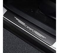 JYMLOV 4 Piezas Molduras de Umbral de Puerta Coche para K-IA Ceed Accesorios Tuning Automóviles, Pegatinas de Protector Decoración Estribos de Fibra de Carbono,White