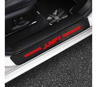 JYMLOV 4 Piezas Pegatinas Protector Umbral Puertas de Coche para Citr-oen Jumpy Accesorios, Tiras Decoración Borde Estribos Película Fibra Carbono Antiarañazos,Red