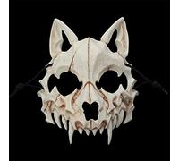 JYMSB Craneo Animal Máscara Víspera de Todos los Santos Cosplay, Resina Perro Cráneo Hueso Dientes Aterrador Horror Diablo Lobo Máscara de Hombre Lobo Disfraz F
