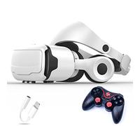 JYMYGS Gafas de Realidad Virtual, 3D VR Gafas con Controlador Bluetooth para Juegos Visión Panorámico VR Glasses para iPhone 13 Pro Max/13 Pro/13/12/11, para Samsung Galaxy S21, Huawei, Xiaomi