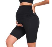 Jynnxa Mallas Premama Cortas con Bolsillos Leggins Premamá Cortos sobre el Vientre Ropa Premamá Verano Mujer Maternidad Pantalones Cortos