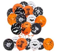 JYNVO 100 Piezas Globos para Decoración de Halloween, Naranjas, Blancos y Negros de 12'' Látex para Fiesta