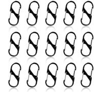 JYNVO 15 pcs S Bloqueo Mosquetón,Impermeable Mosquetón de Aleación Mini Mosqueton 8 Formas Clip Gancho Mosquetón para al Aire Libre Camping