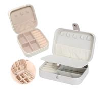 JYNVO 2 Piezas Joyero de viaje Blanco & Blanco, Caja de Joyas Compacta para Viaje con Multi-Compartimentos, Almacenamiento Portátil para Aretes, Collares, Anillos, Regalo Ideal para Mujeres