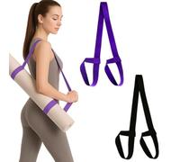 JYNVO 2pcs Correa para Esterilla de Yoga,Ajustable Algodón Cinta de Yoga,correas para esterilla de yoga,negro y morado,talla única,para Pilates,Estiramientos y Fitness