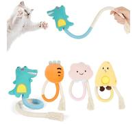 JYNVO 4 juguetes para la dentición de gatitos, cuerda de algodón para la dentición, juguetes para gatitos con hierba gatera para masticar en interiores y premios dentales