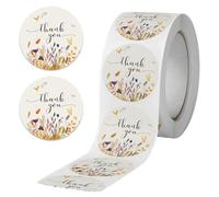 JYNVO 500pcs 2,5cm Pegatinas Gracias Español Pegatinas Agradecimiento de Patrones Florales Etiquetas Adhesivas Fiesta Sticker Rollos para Negocio Embalaje Regalo Tarjetas Boda