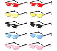 JYNVO Fiesta Gafas, 10 Pares Gafas de Sol de Mosaico de Píxeles, Hippy Gafas de Sol, Adecuado para Despedidas de Soltero, Accesorios para Fotomatones, Halloween, Navidad, Fiesta de Carnaval y Cosplay