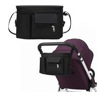 JYNVO Organizador universal para cochecito con portavasos, Bolso para Cochecito Bebe con Portavasos, Grande Almacenamiento para Biberones, Pañales, Negro