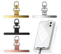 JYNVO Paquete de 4 Soportes para Cadena de teléfono móvil, de Acero Inoxidable, ultrafinos, universales, con Anilla de Metal, Resistentes a Las roturas, adaptadores para Colgar Smartphones(Type B)