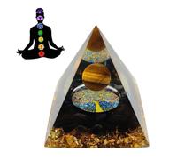 JYNVO Pirámide Orgonita del Árbol de la Vida, Piedra Curativa de Citrino, Regalo para Niños & Niñas, Suerte, Salud y Buena Fortuna-Dorado