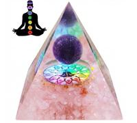 JYNVO Pirámide Orgonita del Árbol de la Vida, Piedra Curativa de Cuarzo rosa, Regalo para Niños & Niñas, Suerte, Salud y Buena Fortuna-Rosa