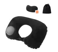 JYNVO Set Almohada de Viaje: 1 Cojines Cervicales Hinchables, con Bolsa de Transporte, Máscara de Ojos y Tapones, para Avión, Tren, Coche