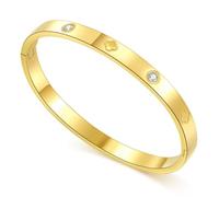 JYNXOR 1 Pezzi Bracciale Rigido Donna, Bracciale Oro Donna, Bracciale da Donna in Acciaio Inossidabile e Zirconi Stile Semplice ed Elegante alla Moda Regalo Perfetto Colore Oro