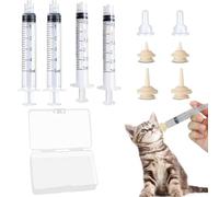 JYNXOR 10 Pcs Jeringas de Alimentación para Gatitos, Pezón para Mascotas con Jeringa de Comida, Jeringa de Alimentación de Pezón de Silicona para Gatitos y Cachorros, Pezones Reutilizables