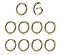 JYNXOR 10 piezas mosquetón redondo anillo bolso de mano, 25 mm anillos llavero, hebilla de resorte de acero gancho clips de bronce, cierre de mosquetón para trabajos manuales