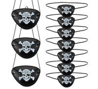 JYNXOR 10 Piezas parches de ojo de pirata, máscara de ojo de calavera 3D elástica de plástico ajustable para cumpleaños infantiles, fiestas temáticas piratas, accesorios de rendimiento