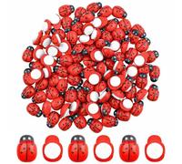 JYNXOR 100 Piezas Mariquitas Decorativas Adhesivos, Mariquitas de Madera Pequeña, Etiqueta Engomada En Forma De Escarabajo Mariquita De Madera
