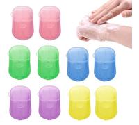 JYNXOR 10pcs Hojas de Jabón, Papel de Jabón, Jabon Papel Mini PortáTiles, Hojas de Jabón de Papel, escamas de jabón, Mini Jabón de Papel portátil para Viajes Camping Lavado de Manos Actividades Al Air