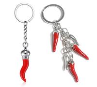 JYNXOR 2 Pcs Cuerno Pimiento Rojo Llavero, Llavero con Amuleto de La Suerte, Llaveros para Hombre y Mujer, Idea de Regalo de Acero para Cumpleaños, Graduaciones, San Valentín y Aniversarios