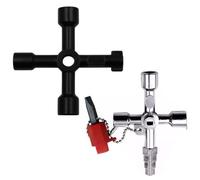 JYNXOR 2 Pcs Llaves Triangular Contador, Llave Ascensor, Llave Contador Agua, Llave Utilidad Multifuncional 4-Puntas, Universal, Llaves Cuadrado, Triángulo, Círculo, para Medidores Agua, Radiadores