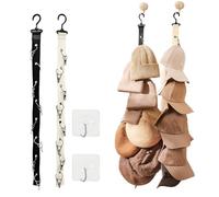 JYNXOR 2 Pcs Organizador De Gorras De Béisbol Para Armario, Colgador Gorras Vertical Con 16 Ganchos De Acero Inoxidable y 2 Ganchos Adhesivos,Perchero Expositor De Gorras Deportivas, Gorros, Sombreros