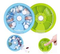 JYNXOR 2 Pcs Pastillero Semanal 1 Toma, Pastillero Viaje Pequeño, Pastillero Giratorio De 7 Días, Pastilleros Portátil y Redond, Pastillas Organizador Para Almacenamiento De Medicamentos y Vitaminas