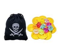 JYNXOR 20 Piezas Monedas de Oro y Gemas Piratas del Tesoro Pirata, Monedas Pirata, Niños de Monedas de Oro Piezas y Gemas Piratas