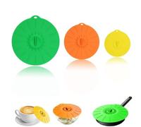 JYNXOR 3 Pcs Tapas de Silicona, Tapas de Silicona Elásticas, Tapas de Silicona Reutilizables, Tapa de Ventosa de Silicona, para Tazón, Microondas, Horno o Refrigerador (3 Tamaños)